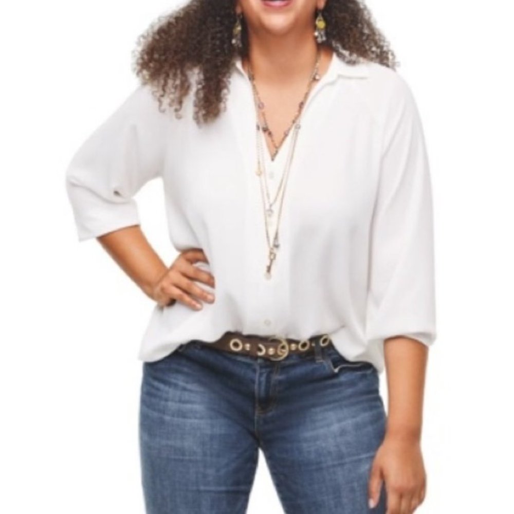 Cabi The Ideal Button-Up White Blouse #5715 - M
